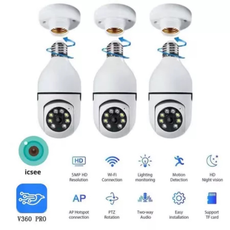 Kit Câmera de segurança a Prova D'água sem fio gira 360 com app Yousee full HD visão notturna Jortan JT-8177