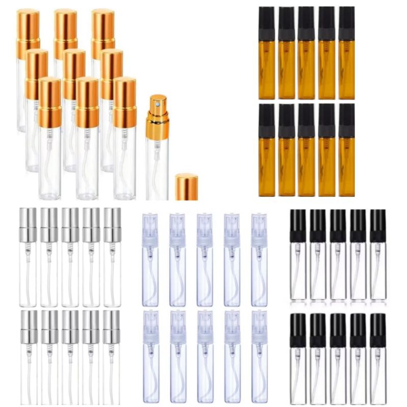 Frasco vidro spray 5ml 10 unidades tampa prateada dourada preta incolor ou frasco âmbar opções