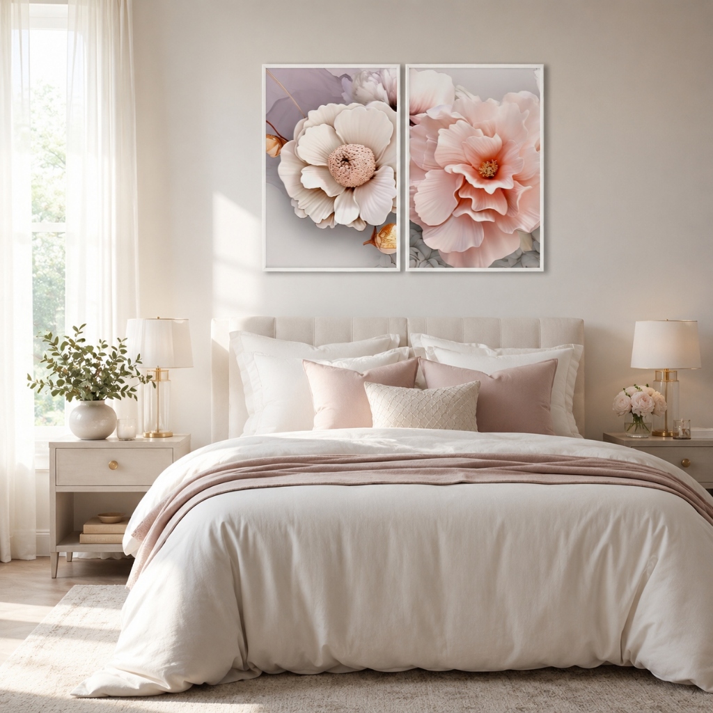 Quadro Decorativo Dança das Flores Com Moldura Quarto Sala Escritorio