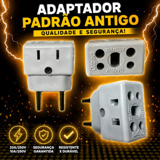 Adaptador de Tomada Benjamin 10A/20A Pino Maciço Bob Resistente