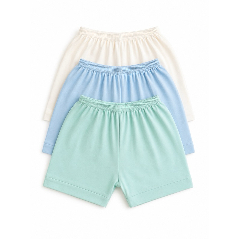 Kit Short Bebê Tapa Fralda 100% Algodão Menino Menina