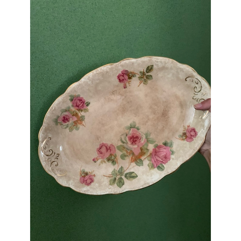 Travessa Prato Porcelana Floral Antigo Antiquario