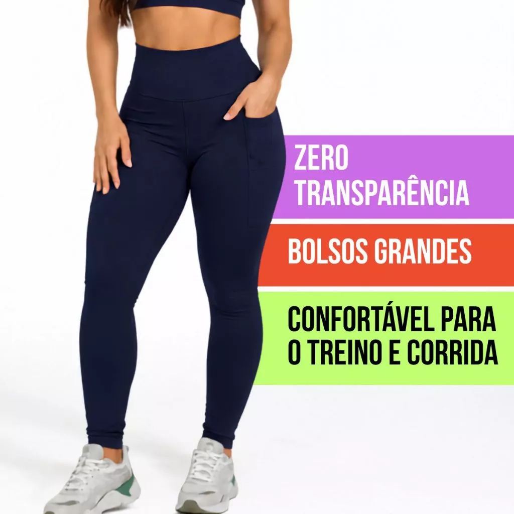 Calça Legging Fitness Poliamida Proteção Premium UV50+ Bolso Funcional Zero Transparência Academia — imagem 1