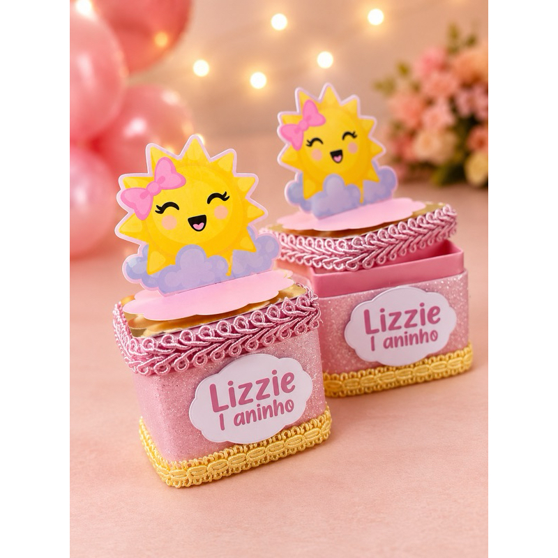 Caixinha Acrílica 5x5 Personalizada | raio de sol sunshine ou Qualquer Tema | Lembrancinha Festa Infantil |