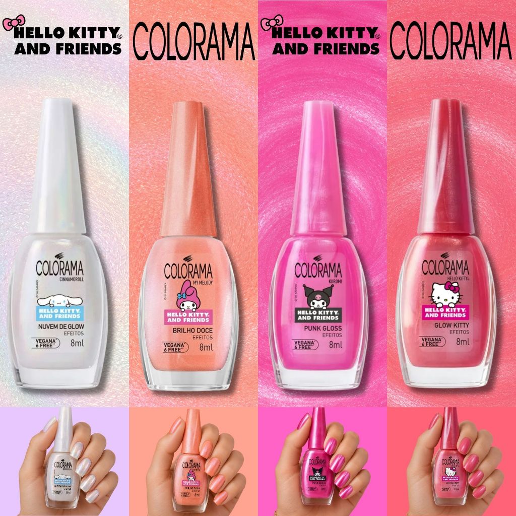 Esmaltes Colorama Hello Kitty And Friends Novas Cores Efeito Pó Cromado Esmalte Atacado