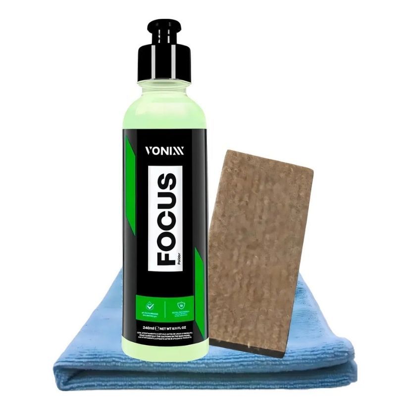 Kit Focus Polidor De Vidros + Taco Carpete +  Microfibra 30x30 Detailer