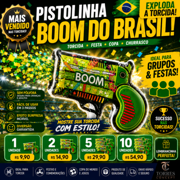 Lanca Confete Pistolinha Inflavel Brinquedo Copa Do Mundo 2026 Brasil Festa Aniversario Boom Atacado