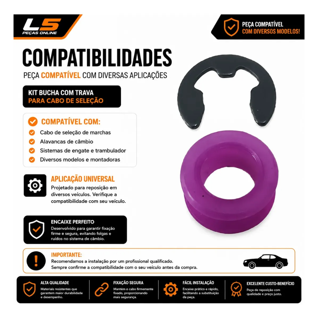 Bucha Cabo Trambulador Marcha HYUNDAI Elantra Automatico 2006até2023 Azera i30 Veloster Tucson 2.0