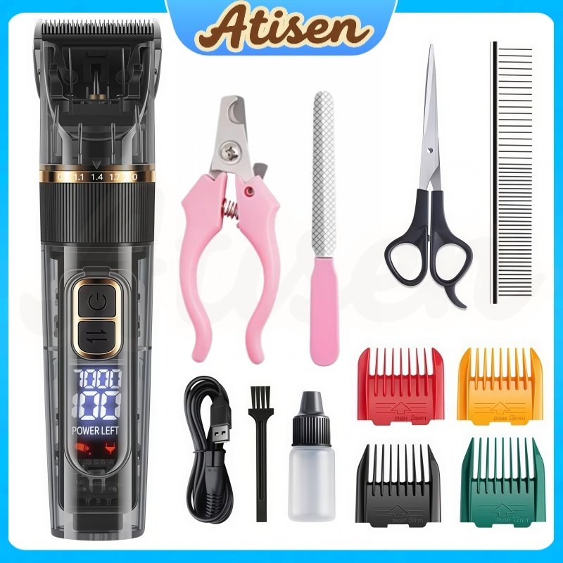 Kit 12 Máquina Tosa Profissional para Cães e Pets, Conjunto Cortador de Pelos Animal