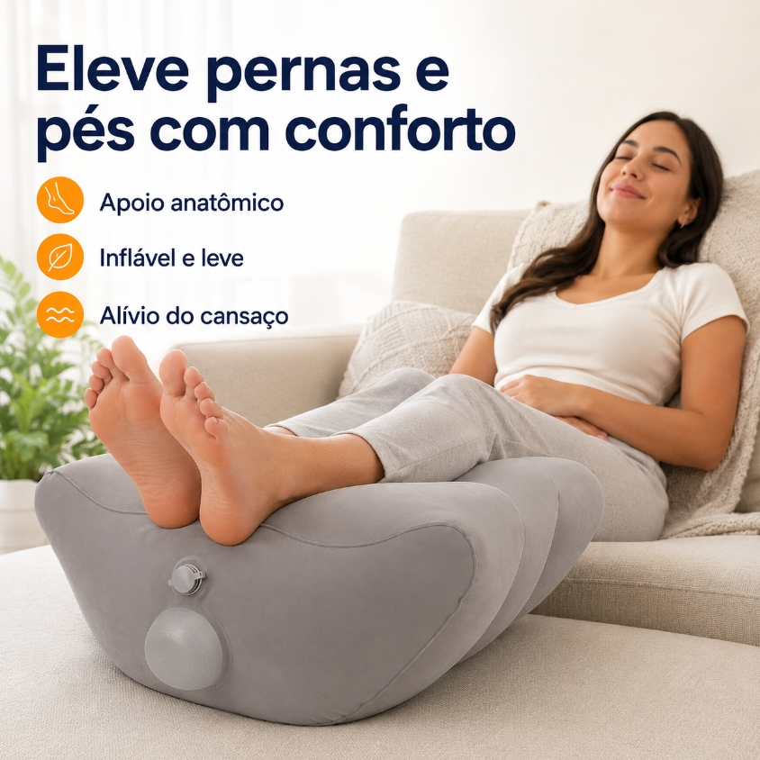 Almofada Inflável de Apoio para Pés e Pernas - Travesseiro Cunha Portátil Elevado para Descanso