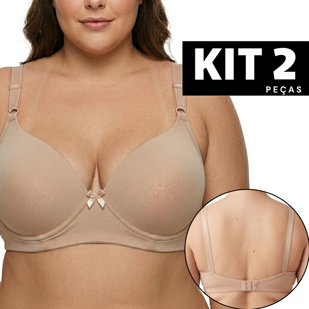 Kit 2 Sutiãs Plus Size Reforçado com Bojo e Aro Alça Ajustável para Alta Sustentação Barato Grande