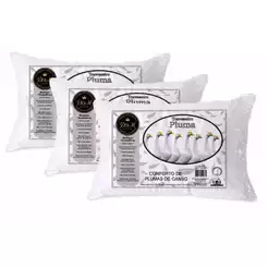 Kit 3 Travesseiro Antialérgico Pluma de Ganso 70x50 Lavável