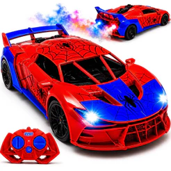 Carrinho Controle Remoto Recarregável Solta Fumaça Aranha Com Luz Brinquedo Menino