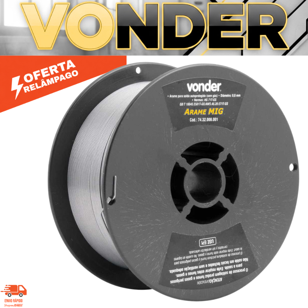 Arame Para Solda MIG 0,8MM Rolo 1KG Sem Gás VONDER
