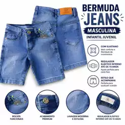 Bermuda Jeans Infantil Claro Escuro Menino Azul Criança Homem Regulador Elastano