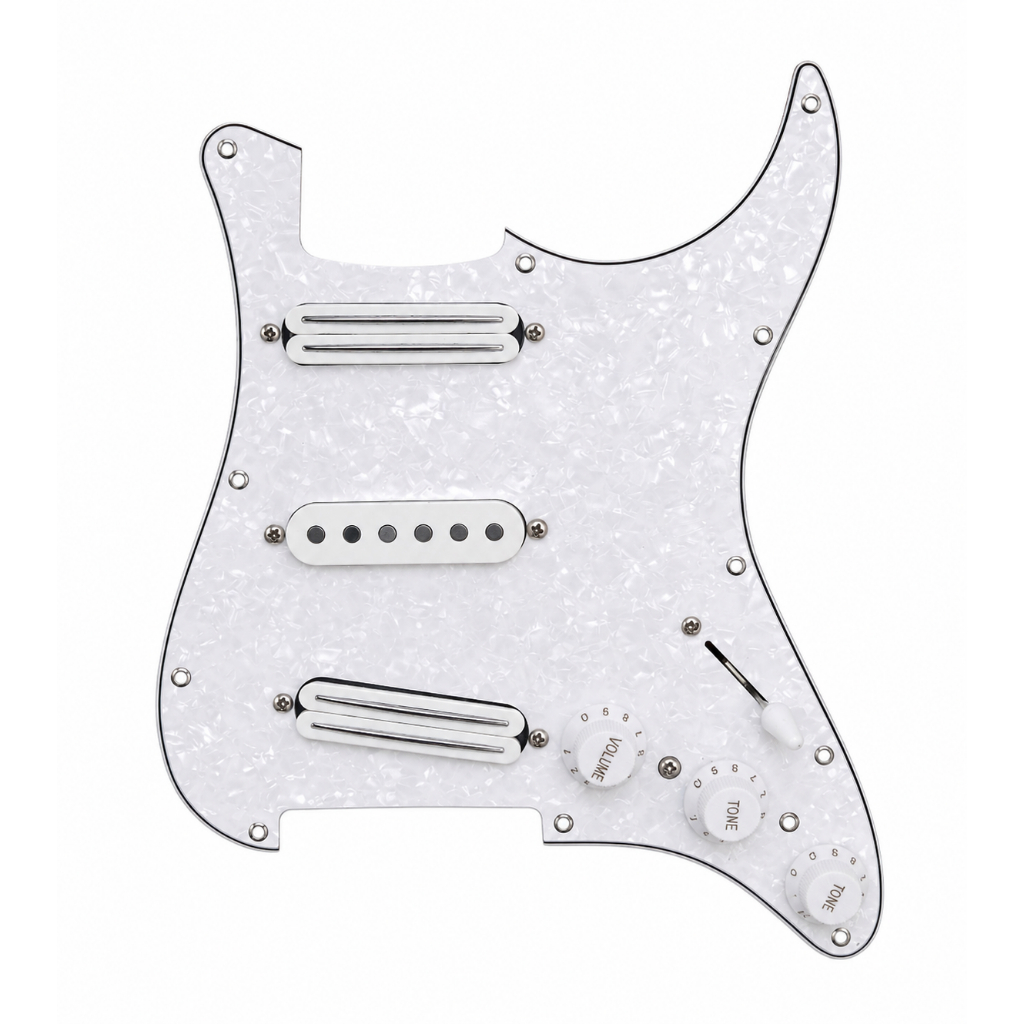 Captadores Malagoli Little HH777 e 59 rails Perfect Tone JM Vibe + Escudo com Circuito elétrico com chave seletora Oak