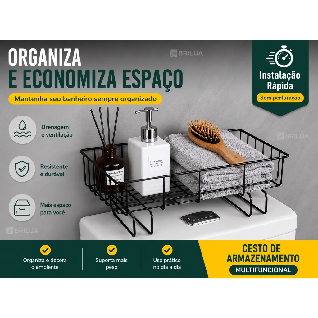 Organizador de Banheiro Sobre o Vaso Sanitário Multiuso Economiza Espaço
