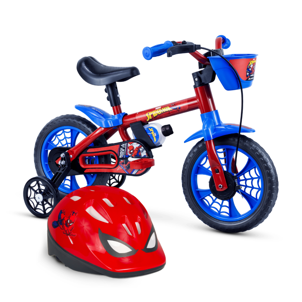 Bicicleta Spider Man Infantil Aro 12  Kit + Capacete Original