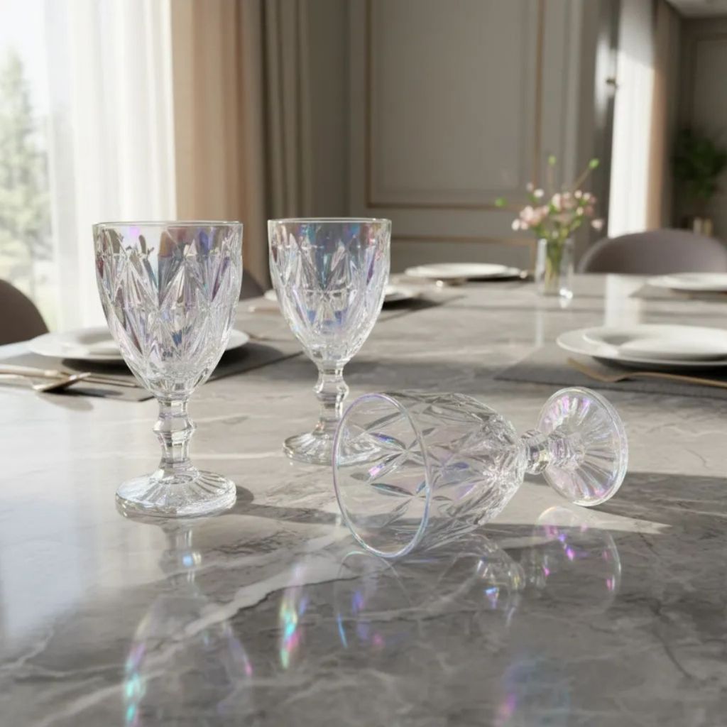 Taças De Vidro 330ml Diamond Cristal Elegante Jantar Drinks Mesa Posta Cristal Furta Cor Ambar