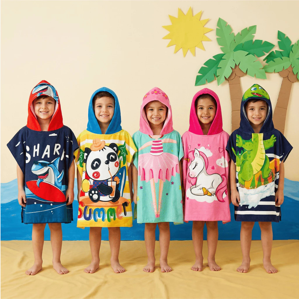 Toalha Roupão Infantil para Piscina Praia com Capuz | Po Menino e Menina-zlar