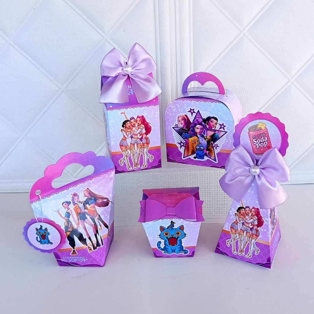 Kit Festa Guerreiras do Kpop Lembrancinhas Personalizadas Caixinhas Aniversário Infantil -PEGUEMONTE