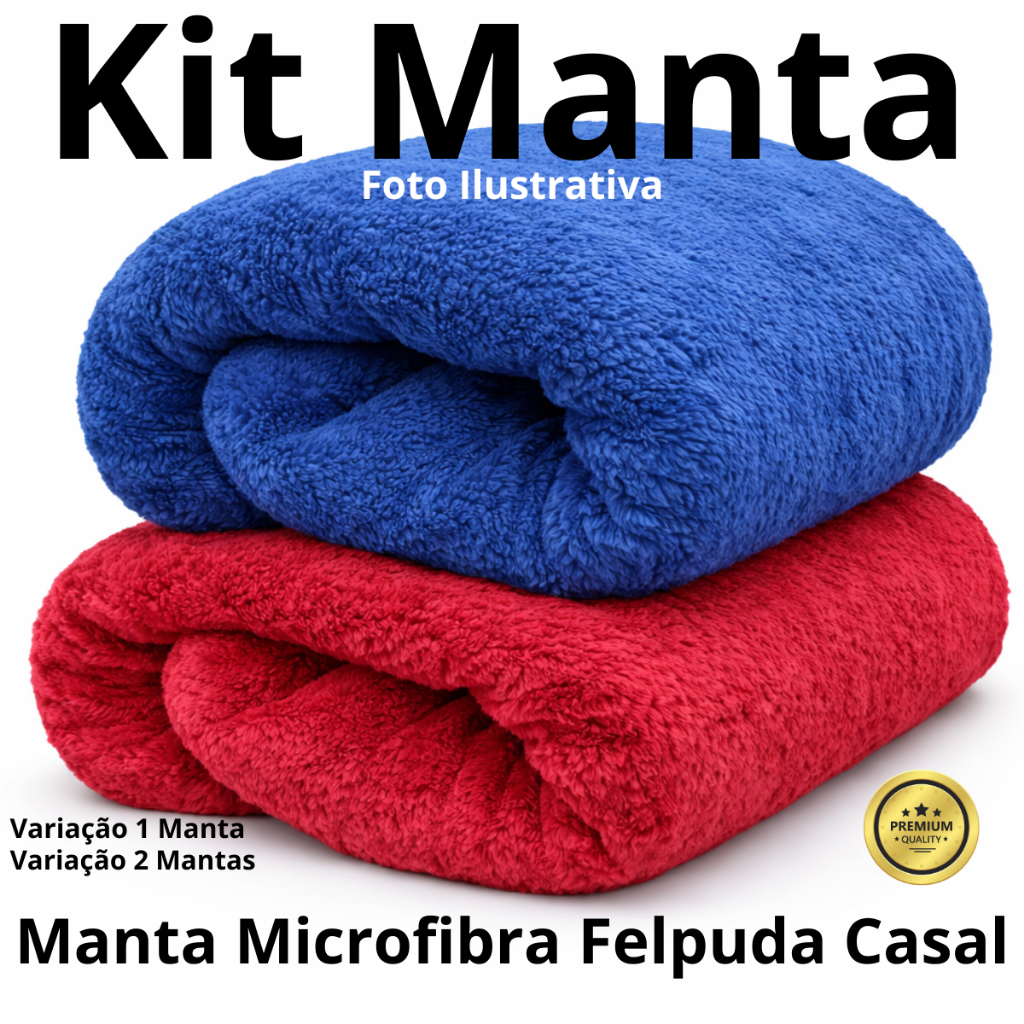 Kit Manta Casal Premium Microfibra Alta Qualidade Toque Aveludado Super Confortável