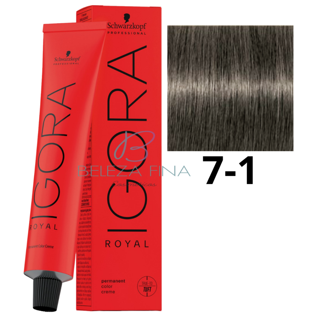 Coloração Schwarzkopf Igora Royal Tintura 7-1 60g LOURO MÉDIO CINZA