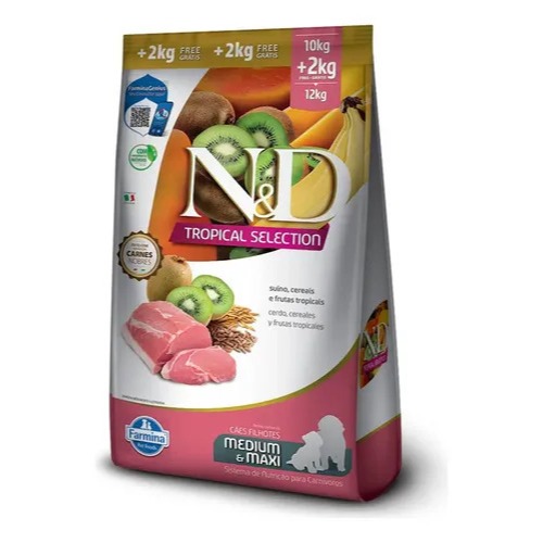 Ração ND N&D Tropical Selection Cão Adulto Med Maxx Suíno 10kg + 2kg