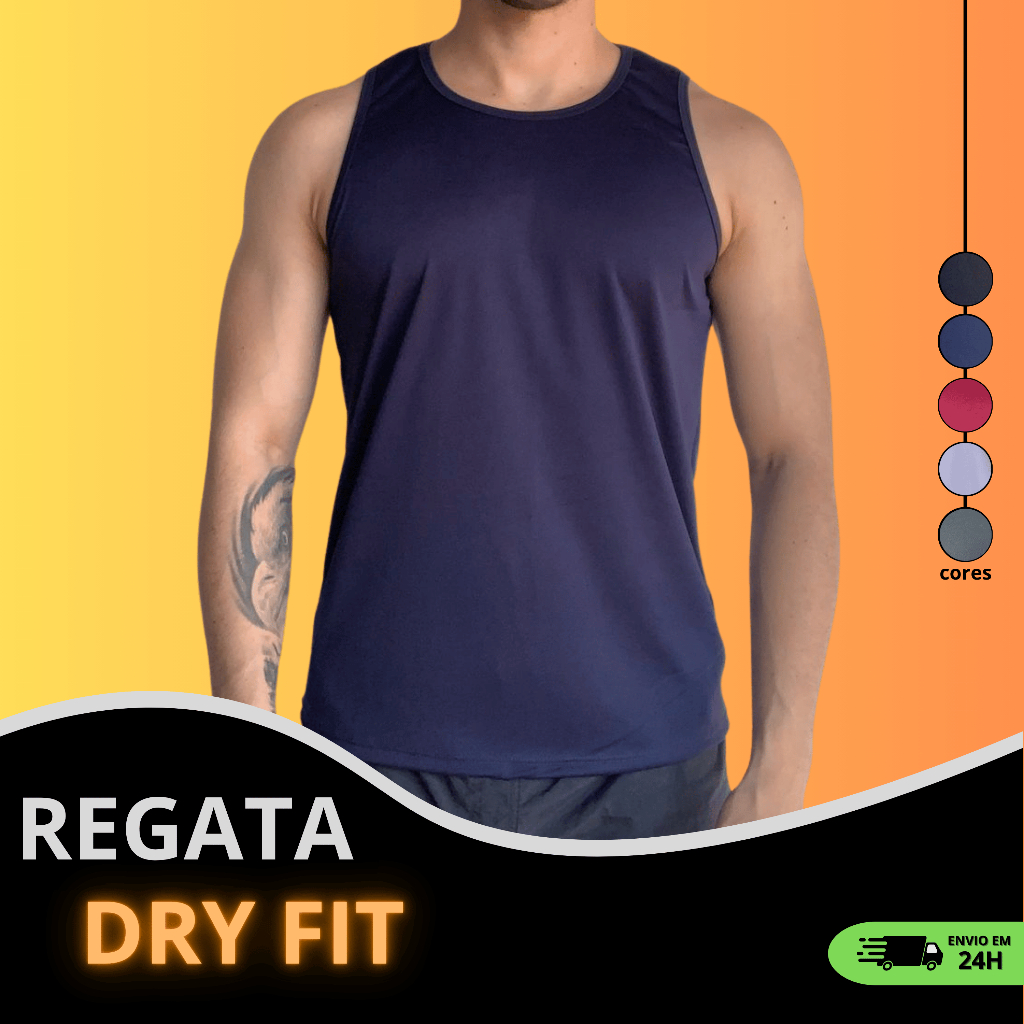 Camiseta Regata Masculina Dry Fit Academia Camisa Sem Manga Malha Fria Blusa Lisa Fitness Treino