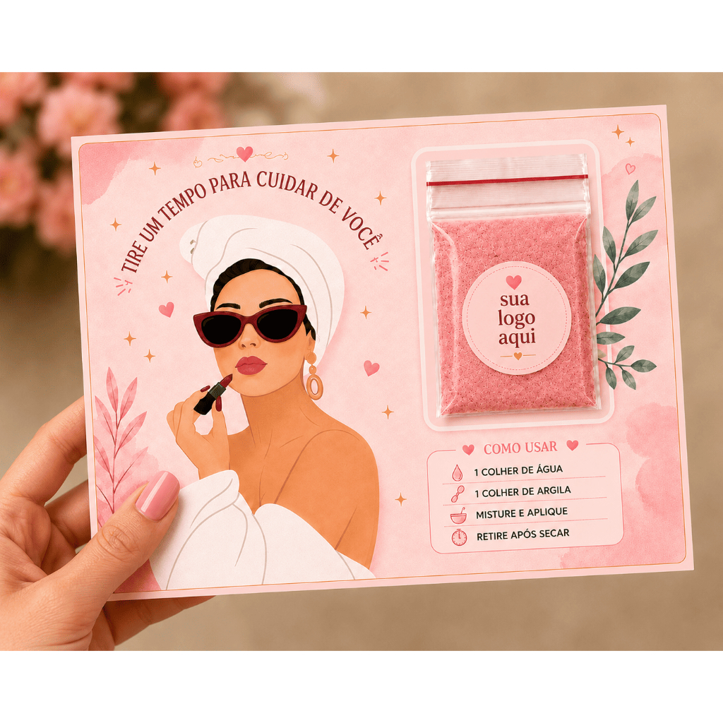 Lembrancinha Mimo  Personalizado Agradecimento ao cliente argila com cartão tire um tempo para cuidar de você VERDE ROSA