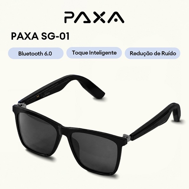 PAXA SG-01 Óculos Bluetooth com Proteção UV400, Assistente de Voz, Chamadas HD oculos de Sol e sem grau