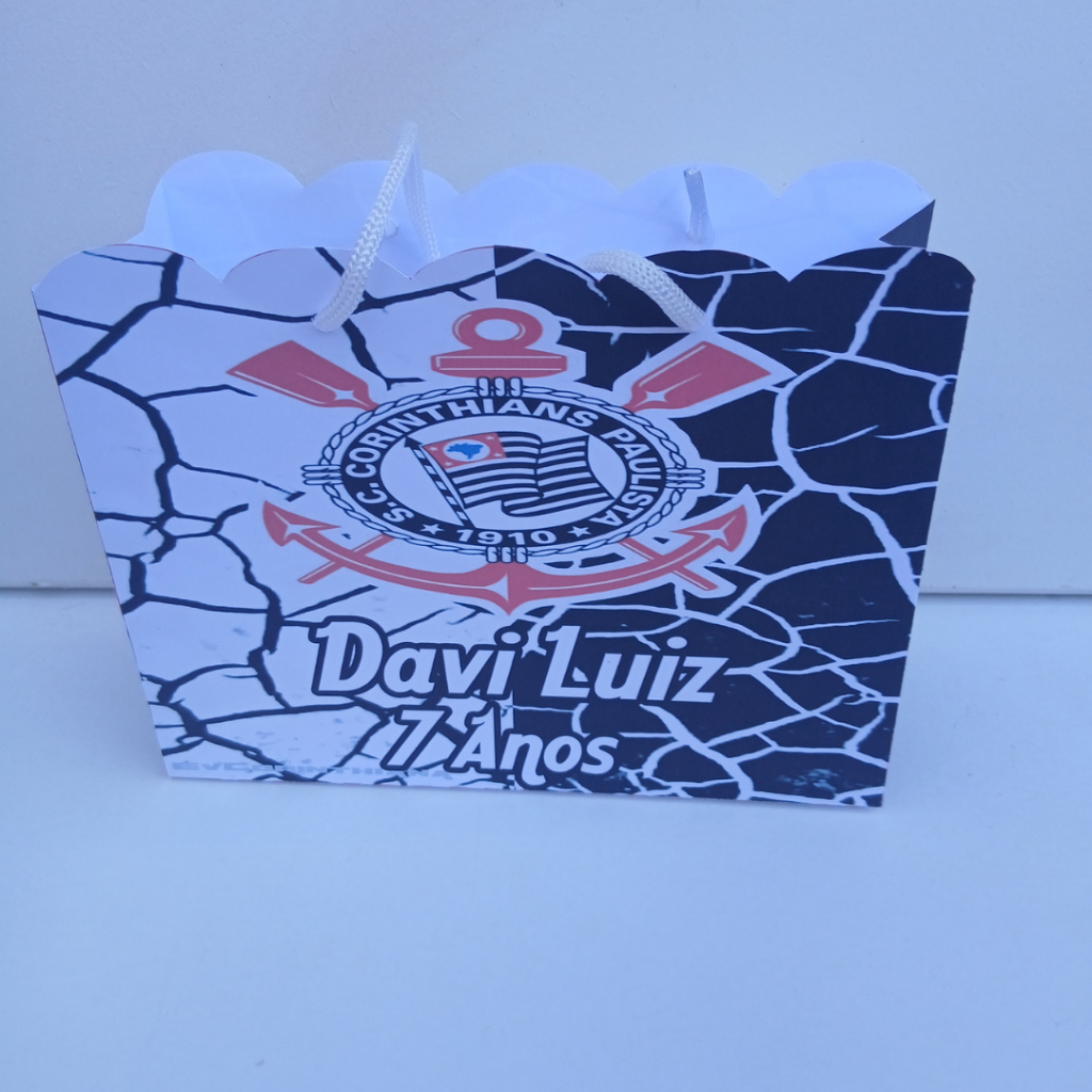 Kit 20 Sacolinhas Personalizadas Corinthians - Festa Infantil - Lembrancinha Aniversario
