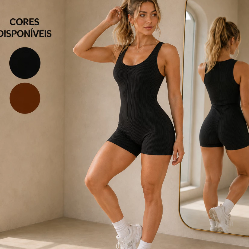 Macacão Feminino Fitness com Tecido Canelado Premium para Academia — imagem 1