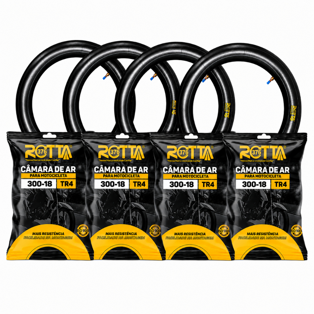 Kit com 4 Camara De Ar Pneu Traseiro Moto Cg Titan 3.0-18 Rotta