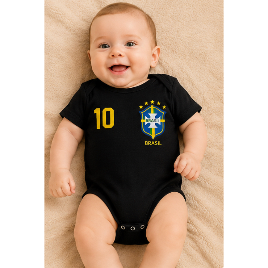 Body Bebê Brasil Temático Copa amarelo Amarela  Rosa Branco Preto chá fralda mimo 100% Algodão Torcida Baby Infantil