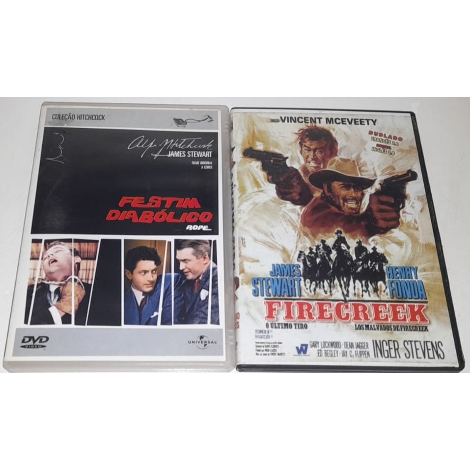 2 Dvd´s Raros De James Stewart,Festim Diabólico De Hitchcock & O Último Tiro,Stewart & Henry Fonda - Em Muito Bom Estado