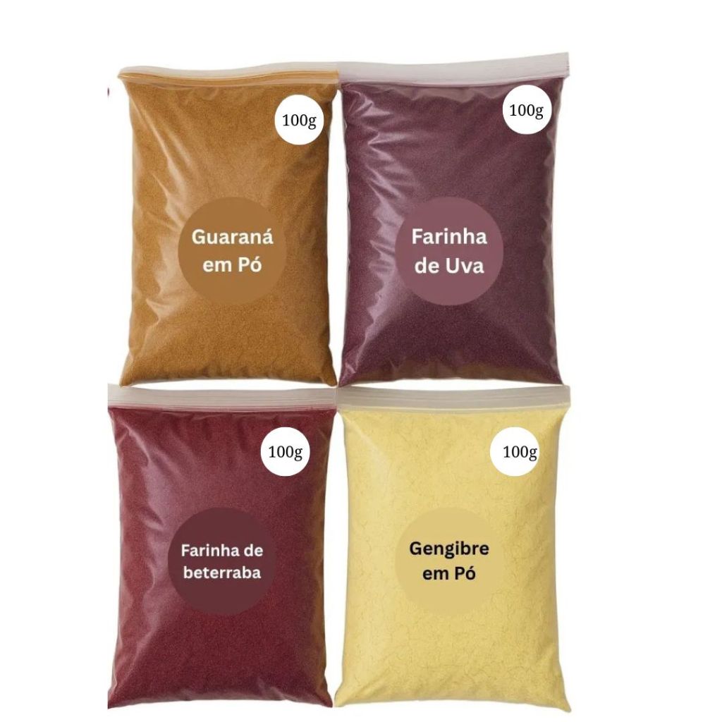 kit mix Farinha de Uva beterraba gengibre e guarana em pó 400g - envio imediato