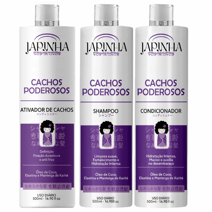 Kit Ativador + Shampoo e Condicionador – Cachos Poderosos – Japinha