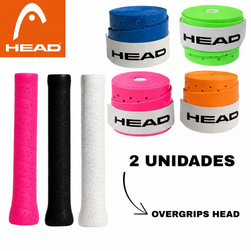 Kit 2Un Overgrips HEAD Perfurado Colorido - Grip Para Raquete Tennis, Beach Tênis, Padel