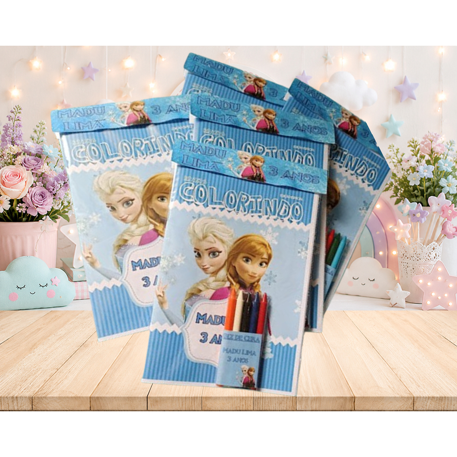 Lembrancinhas de aniversário 10 Kits colorir Frozen lembrancinhas de festa personalizadas