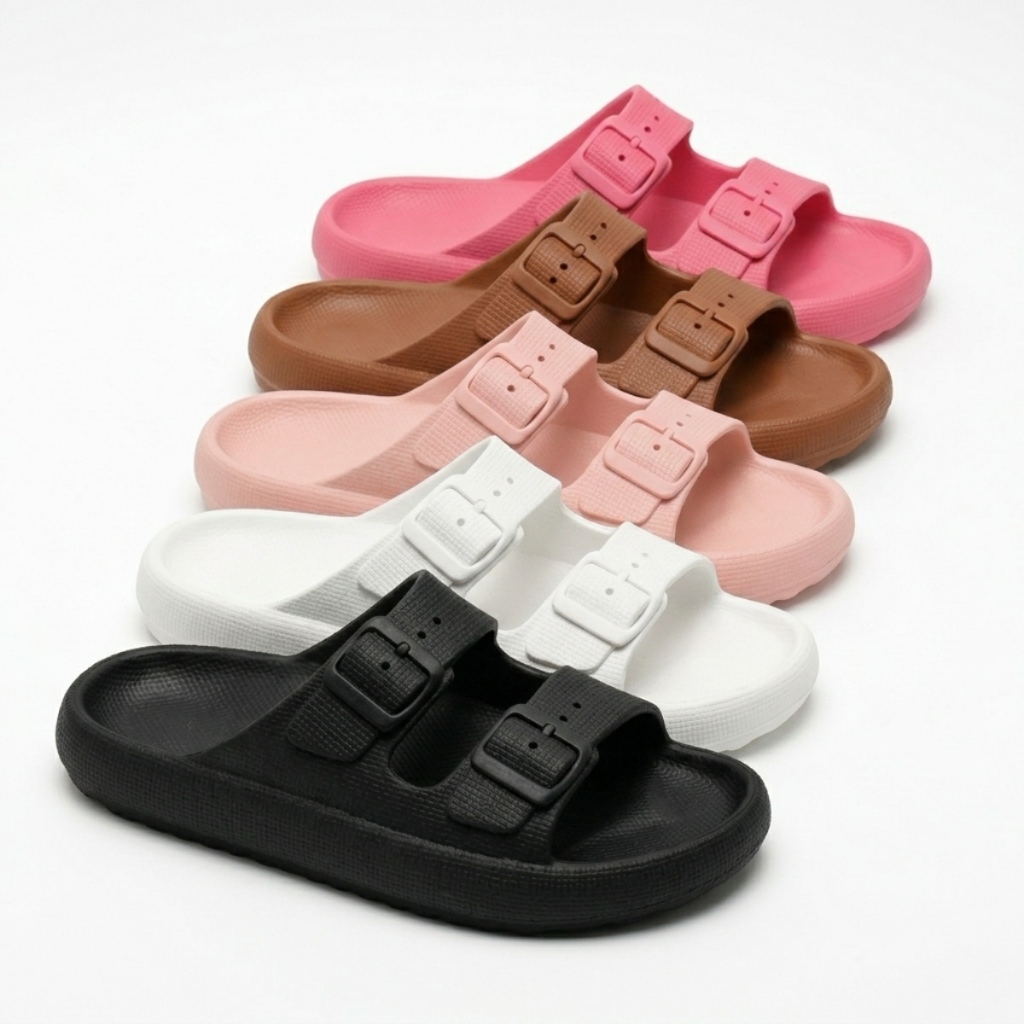 Chinelo Nuvem Feminino Birken Fivela Ultra Leve Confortavel Macia Slide Tira Dupla Papete Plataforma