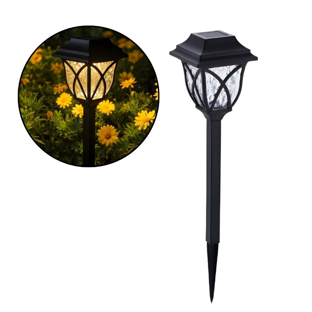 kit 2, 4 ou 6 Luminária Espeto 45cm p/Jardim LED painel solar, recarregável, automática, luz quente