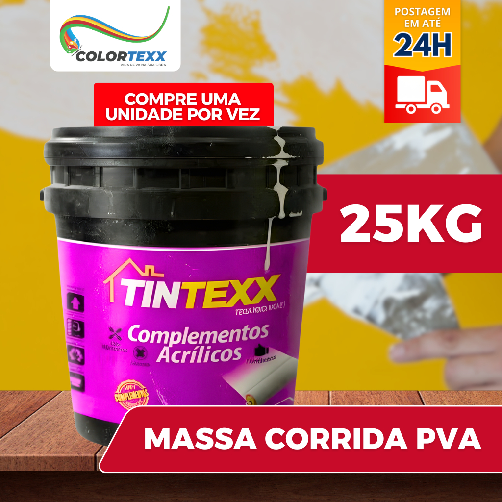 Massa Corrida PVA 25kg Uso Interno Paredes E Tetos Tintexx
