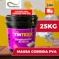 Massa Corrida PVA 25kg Uso Interno Paredes E Tetos Tintexx