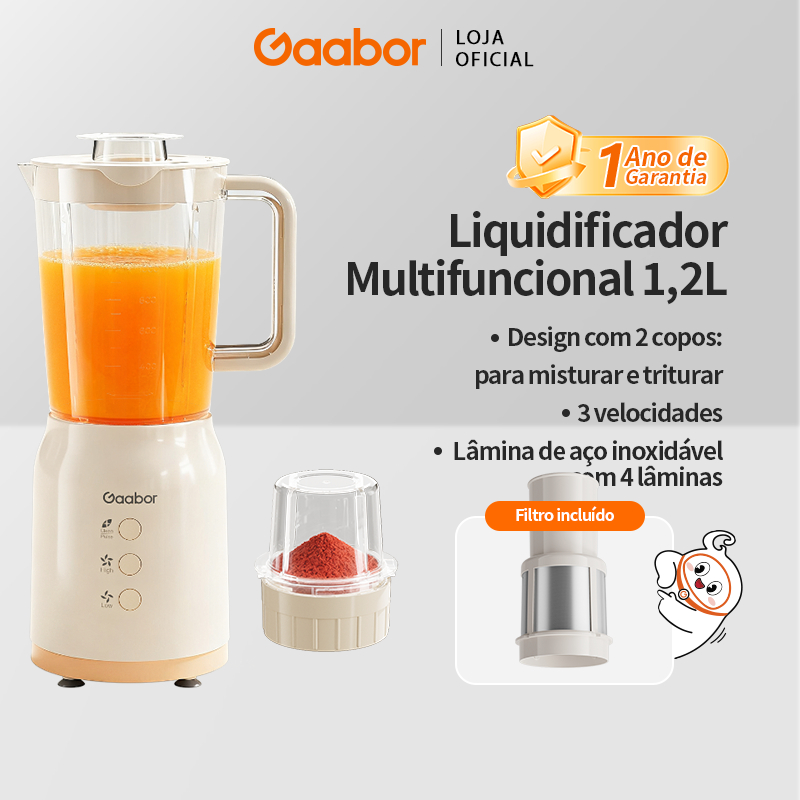 Gaabor Processador Multifuncional 3 em 1 Tritura Moedor Suco 400W Bivolt JM-12E0