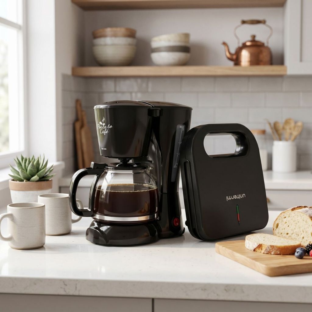 Conjunto Sanduicheira Elétrica + Cafeteira Elétrica 127V Preta