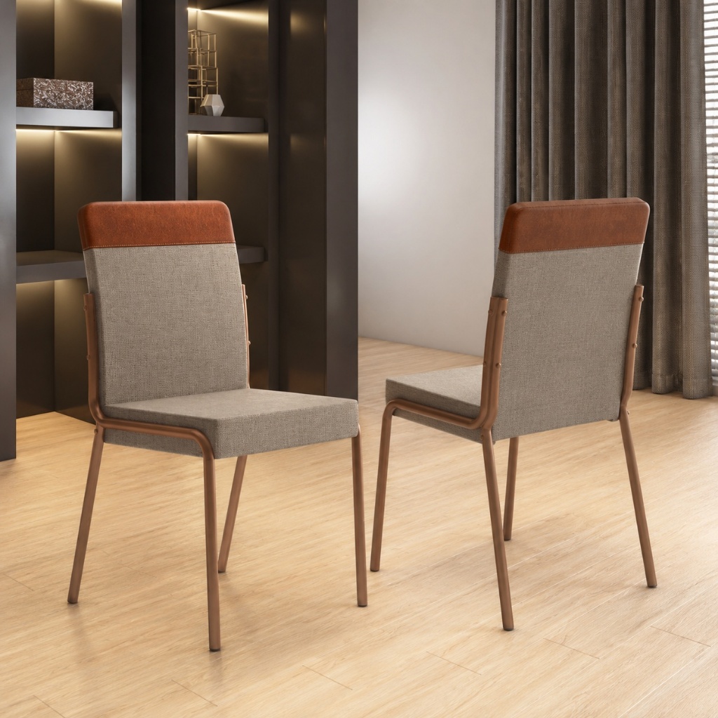 Conjunto 2 Cadeiras de Jantar Duo Carraro Rosê