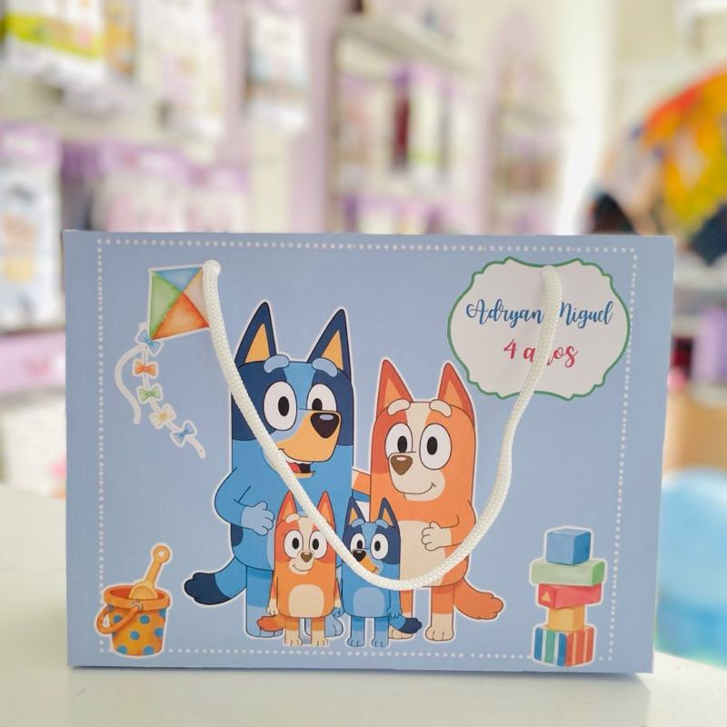 Sacolinha Personalizada Bluey e Bingo tradicional / lembrancinha - Pegue e Monte