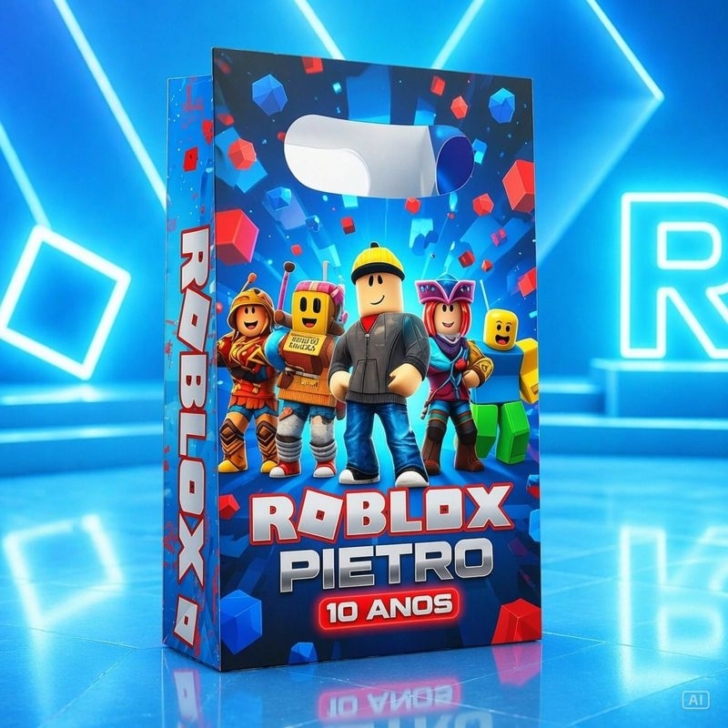 Sacolinha M Boca de Palhaço Personalizada Robloxi Lembrancinha de Aniversário Festa Infantil