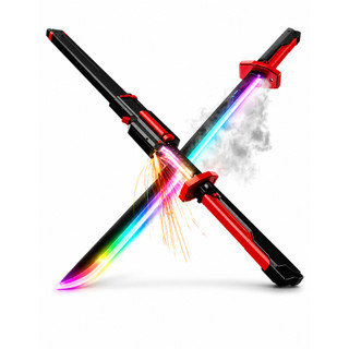 Espada Katana Samurai LED RGB 80cm com Efeito REAL de Fumaça e Faísca | Sabre de Luz Cosplay Gamer